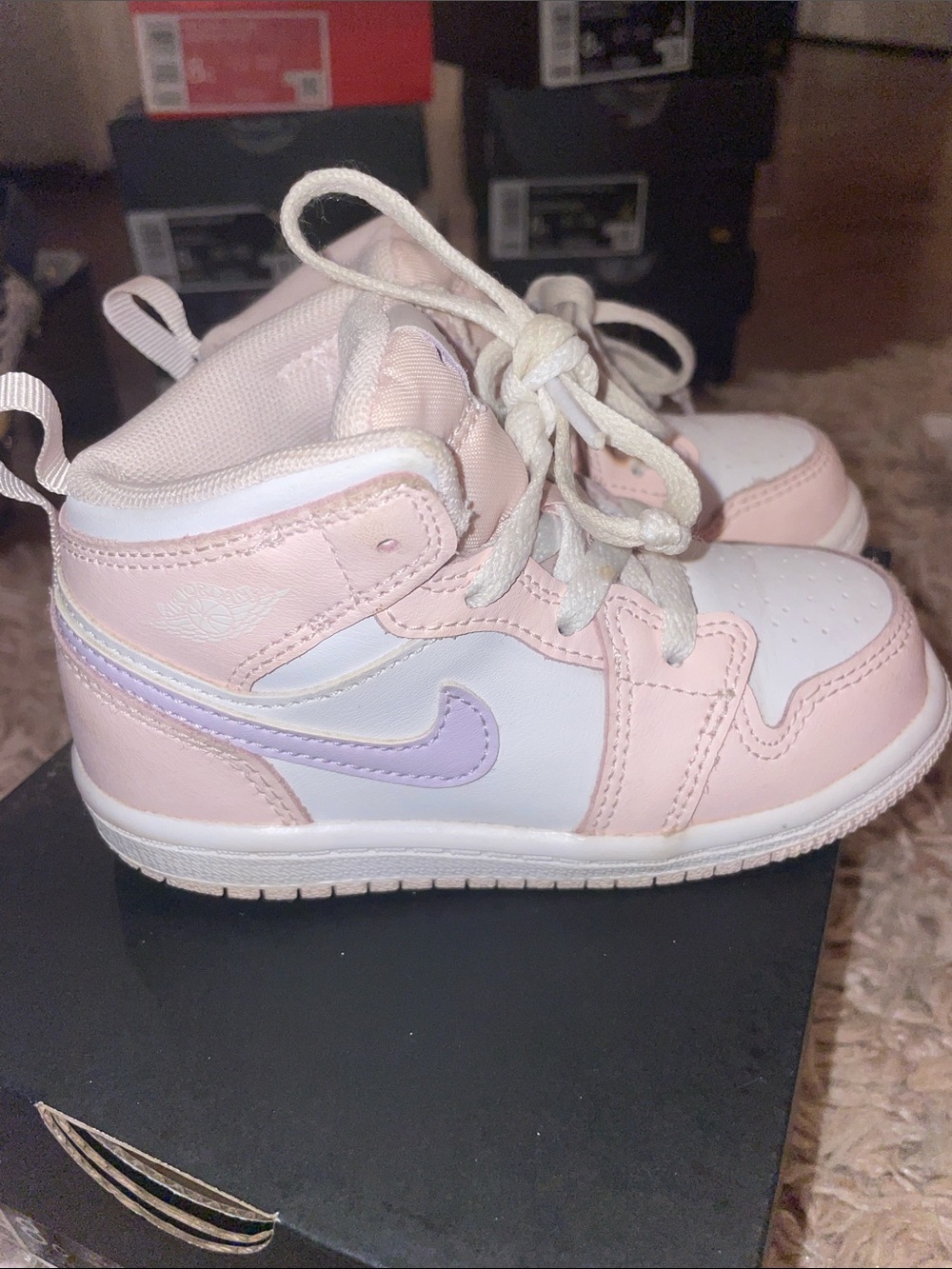 Nike Kids High-Top Sneakers in Pink, White and Lavender
